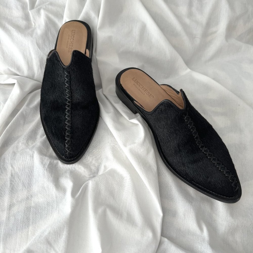 LUCCHESE BLACK CALF HAIR MULE